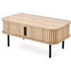 KOBI Tavolino loft - tavolo rettangolare con piano in MDF naturale, struttura in metallo nero, funzione di contenitore