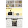 KIMENICH Credenza, Credenza Cucina con Illuminazione a LED, Presa Elettrica, Mobile Buffet, Scaffale Rimovibile, 3 Cassetti, Ripiani Regolabili, Grande Spazio, Cucina, Sala da Pranzo, 103.5*40*180 cm, Bianca