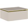 Vente-unique Pascal Morabito-Comodino sospeso con 1 cassetto Beige e Dorato - VUKIA