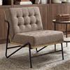 chairus Poltrona Salotto in Tessuto di Lino Poltroncina Camera da Letto con Gambe in Metallo Poltrona da Lettura Sedie Imbottite per Soggiorno/Camera da Letto, Marrone
