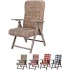 PALUPLUS Poltrona Reclinabile Molisana, Misura 61x67x108 cm, Schienale Regolabile in 4 Posizioni, Struttura e Braccioli in Legno di Faggio color Tortora, Portata 110Kg -221C (Giallo Striato)