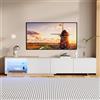 TIMORWTF Mobile TV LED Estensibile in Legno 163-240cm Lunghezza, Mobile TV Moderno con 3 Cassetti, Spazio Aperto, Adatto per Soggiorno o Camera (Bianco 163-240x44x38cm)