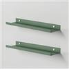 Steelnovo | Caronte, Coppia di Mensole Portafoto in Metallo Verniciato, 2 Mensole da Parete Portaoggetti, 40x3x10 cm, Colore Verde, Design Minimal e Moderno, Scaffale da Muro, Made in Italy