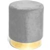 Tata Home Pouf Sgabello Cilindrico Velluto con Anello Dorato per Salotto o Camera Cameretta Pouff Poggiapiedi di Design Moderno (Grigio)