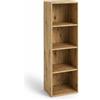 eacommerce Libreria Scaffale con Ripiani Moderna Salvaspazio Design Aperto in Legno Resistente Stabile Antiribaltamento Casa Ufficio (Rovere Nodato, 30x24x106H cm - 4 Ripiani)