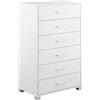 Brigros WeHome - Cassettiera Camera da Letto con 6 Cassetti 68x40x115 cm, in Legno Mobile Salvaspazio Nancy, Bianco