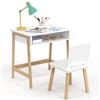 IDMarket - Set da scrivania + 1 sedia per bambini ANATOLE con nicchia bianca e legno