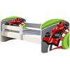 ACMA II Letto per bambino Cameretta per bambino con materasso Rete a doghe, Bianco (06 Formula 1, 140x70)
