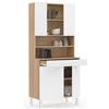 IDMarket - Comò da cucina CINA 80 CM con 4 ante + cassetto, finitura faggio e bianco