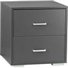 Totò Piccinni Comodino in legno con 2 cassetti 43 x 40 x 43,5 cm (Grigio Sabbia)