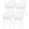 buybyroom Set di 4 sedie da pranzo, sedia da pranzo con bracciolo sedia in plastica sala da pranzo 41 x 55 x 84,5 cm (bianco)