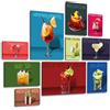 Giallobus - Set 10 Quadri Multi Pannello - 80's Cocktails - Legno MDF - | 2 x 42x29,7cm | 4 x 29,7x21cm | 4 x 21x14,85cm | - Pronti da Appendere - Quadri Moderni per la casa