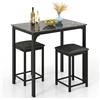 GIANTEX Tavolo alto da cucina con 2 sgabelli, set compatto in finto marmo | Set da pranzo per 2 persone, tavolo bar cucina moderno per bistrò e soggiorno