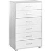 Brigros WeHome - Mobile Cassettiera in Legno 6 Cassetti con Guide in Metallo, Misure 68 x 40 x 115 cm, Compatto Maniglie Alluminio Piedini in ABS (Rovere Sbiancato)