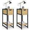 IDMarket - Set di 2 comodini a 1 cassetto Detroit con ripiano in Metallo Nero e Legno, Design Industriale