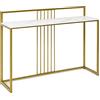 GIANTEX Tavolo Consolle in Marmorizzato Oro, Tavolino da Corridoio Struttura in Metallo, Tavolino da Salotto Design Moderno e Sottile, 120 x 30 x 88 cm (Bianco+Oro)