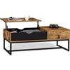IDMarket - Tavolino CHICAGO con piano sollevabile, 1 cassetto, design industriale