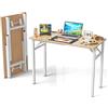 EXSELTMAN Scrivania Pieghevole, Scrivania per Computer con Presa di Corrente e Ricarica USB, 2 Prese CA, 2 Porte USB, Struttura in Metallo, per Cameretta & Ufficio 100x50x76 cm