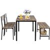 COSTWAY Set Tavolo e Sedie da Cucina 4 Pezzi, Tavolo da Pranzo con 2 Sedie e 1 Panca, Set Mobili da Cucina Salvaspazio con 4 Posti, per Sala da Pranzo e Soggiorno (Rovere grigio)