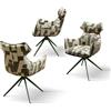 PAZZO DESIGN Poltrona imbottita Girevole Ornella con Poggiatesta e Braccioli, Set Da 1, Bianco/Oliva, Poltrona Tessuto, Relax, Lettura, Comoda, Gambe Metallo, Sala da Pranzo, Ufficio - id_2345