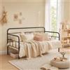 Songvas Divano Letto 90x190cm, Struttura Letto Singola in Metallo, Spazio per Riporre gli Oggetti Sotto Il Letto, Letto Singolo, Adatto Per Soggiorno, Camera da Letto o Balcone, Nero/ MS001