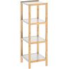 Casaria Scaffale da Bagno & Cucina 4 Ripiani Bambù Mobile a Colonna Portaspezie Scarpiera