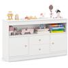 RELAX4LIFE Scaffale Portagiochi per Bambini, Mobiletto Portagiochi Spazioso con 2 Cassetti e 2 Armadietti e Scomparto Aperto, Libreria Multiuso per Cameretta e Stanza dei Giochi (Bianco)