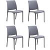 HOUSE COLLECTION , SEDIE VOLGA, SENZA BRACCIOLI, IN POLIPROPILENE, GRIGIO CHIARO, DESIGN IMPILABILE, (BCA176x4)