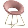 IlGruppone Poltrona Tonda Camera da Letto in Velluto Design Moderno, Sedia Imbottita Circolare con Gambe in Metallo Placcato Oro - Poltroncina per Salotto con Seduta Morbida Modello Grace - Rosa antico