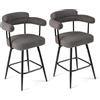 COSTWAY Set di 2 Sgabelli da Bar Girevoli, Sedie Imbottite in Boucle con Schienale, Braccioli Curvi, Gambe in Metallo e Poggiapiedi, Portata 150 kg, per Isola Cucina, Caffè e Pub (Grigio)