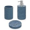 Inbagno Accessori Bagno in Set Completo 3 Pezzi Effetto Pietra Turchese Cobalto, Kit Accessori appoggio, Include Dispenser, portaspazzolini e portasapone in Resina (Set 3)