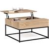 IDMarket - Tavolino quadrato con piano sollevabile DETROIT design industriale
