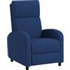 HOMCOM Poltrona Relax Reclinabile Manuale 160° con Poggiapiedi, Poltroncina Reclinabile Imbottita Ergonomica in Tessuto Effetto Lino per Camera da Letto, Ufficio, Salotto e Soggiorno, Blu