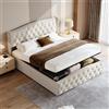 DADEA Letto Contenitore 140x200 Matrimoniale, Letto Matrimoniale con Contenitore Moderno, Letti Matrimoniali Imbottiti con ContenitoreLetto MatrimonialeContenitore con Testiera, Nessun Materasso