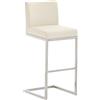 CLP Sgabello con Schienale Paros, Sgabello a Sbalzo con Rivestimento in Pelle Sintetica, Telaio in Acciaio Inox, Supporta fino a 240 kg Colore crema