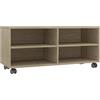 vidaXL Mobile TV con Ruote e Scomparti Aperti Robusto Elegante Armadietto Basso Multimediale Credenza Rovere Sonoma 90x35x35 cm in Truciolato
