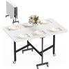 HOMCOM Tavolo da Pranzo Pieghevole, Tavolo Cucina a Ribalta con Ruote a Freno per 4-6 Persone, Scrivania Richiudibile con Struttura in Acciaio, per Soggiorno, 120x80x73 cm, Bianco Effetto Legno