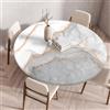Treer Tovaglia Rotondo Antimacchia, Marmo Multicolore, Mollettone Tavolo Rotondo con Bordo Eelastico, Lavabile Copritavolo Antiscivolo Tovaglia Tonda per Picnic Cucina Casa (110CM,Grigio)