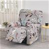 FANSU Copripoltrona Relax Reclinabile Elasticizzato, 1 Posto Elegante Fiori Copripoltrona Reclinabile Elettrica Coprisedile con Tasche, Universale Fodere per Poltrona Relax (Grigio)
