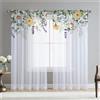 Surwin Tende per Interni, Serie dei Fiori Tende a Vetro con Occhielli, 2 Pezzi Tende Camera da Letto, Tende Voile Semi Trasparenti, per Cucina, Soggiorno (W108xH245cm,Margherita)