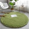Morbuy Soffice Tappeto Morbido Tappeto a Rotondo Moderno Antiscivolo Lavabile Tappeti Peloso Interno Decorativo per Sedia Girevole Salotto Camera da Letto (Verde Oliva,140 cm)