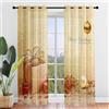 Odot Natalizie Tende per Interni 2 Pezzi con Occhielli, Tende Voile Semi Trasparente Regalo di Natale Stampa Tende Moderno per Camera da Letto, Cucina, Soggiorno, Balcone (107x244cm,Oro)