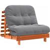 vidaXL Divano Letto Futon con Materasso Marrone Cera 90x206x11cm Pino