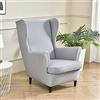 Hixingo 2 Pezzi Copripoltrona con Orecchie Elasticizzato, Monocromo Copripoltrona 1 Posto - Microfibra Copripoltrone Lavabile Copri Poltrona Soggiorno - Elegante Copertura Poltrona (Grigio Chiaro)