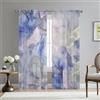 Surwin Tende per Interni, Tende a Vetro con Occhielli, Marmo Nordico 2 Pezzi Tende Camera da Letto, Tende Voile Semi Trasparenti, per Camera da Letto, Cucina, Soggiorno (W108xH137cm,Blu)