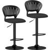 HOMCOM Set 2 Sgabelli Bar con Altezza Regolabile con Seduta Morbida Nero
