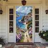 Treer Decorazione per Porta Ingresso con Elastico, Copertura per Porta Decorazione Elastica Esterna Interna Striscione da Appendere Coperto per Casa Festa, Tutto L'Anno (Fiori ad Olio,90x210cm)