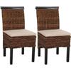 Mendler Set 2X sedie Intreccio di banano Eleganti Soggiorno Sala Pranzo M45 Gambe -Scure con Cuscini