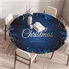 Morbuy Tovaglia Rotonda Antimacchia, Tovaglie Lavabile con Bordo Elastico, Tovaglia Natalizia, Decorazione per Feste Natalizie (per Tavolo 80-90 cm,Blu Navy)