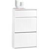 SoBuy Scarpiera salvaspazio slim con 2 ribalte 61x25x100cm per ingresso | Mobile con 2 ribalte e 4 ripiani regolabili in MDF laccato, ideale per corridoi stretti, bianco FSR165-W